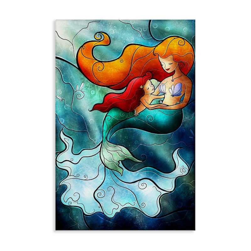 Stupell Mermaid & Child Stained Glass Style Canvas Wall Art Design By Mandie Manzano - 20 x 30
