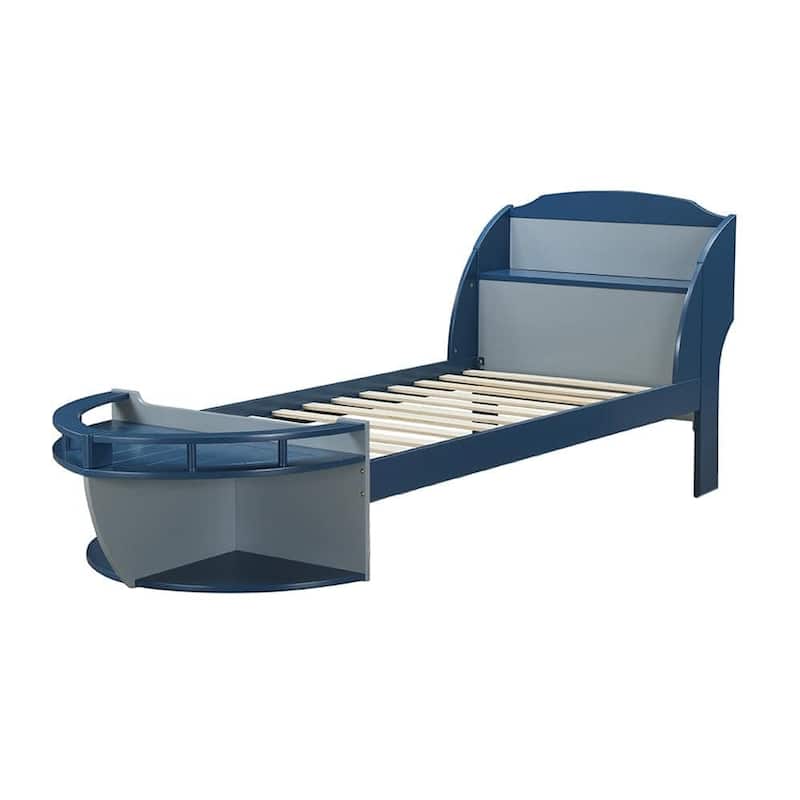 Navy & Gray Nautical Twin Bed - Youth Design, Dual Drawer Storage ...