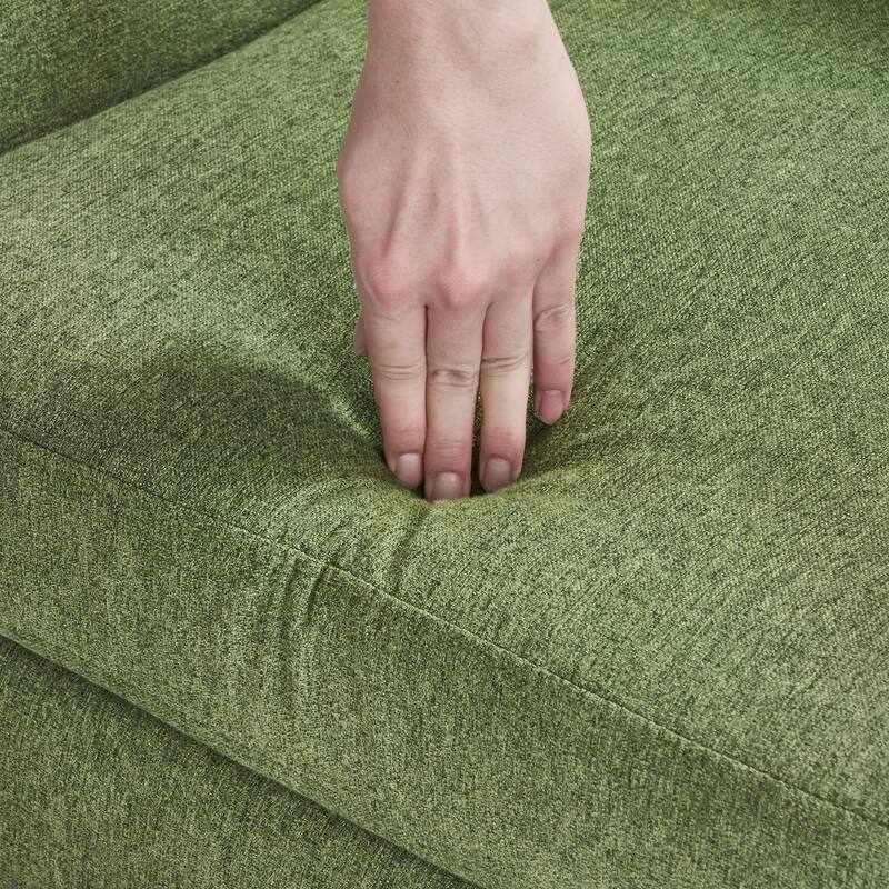 Mid-Century Modern Upholstered Linen Fabric Button Tufted Accent Chair - 28.5 W X 27.25 D X 33.75 H