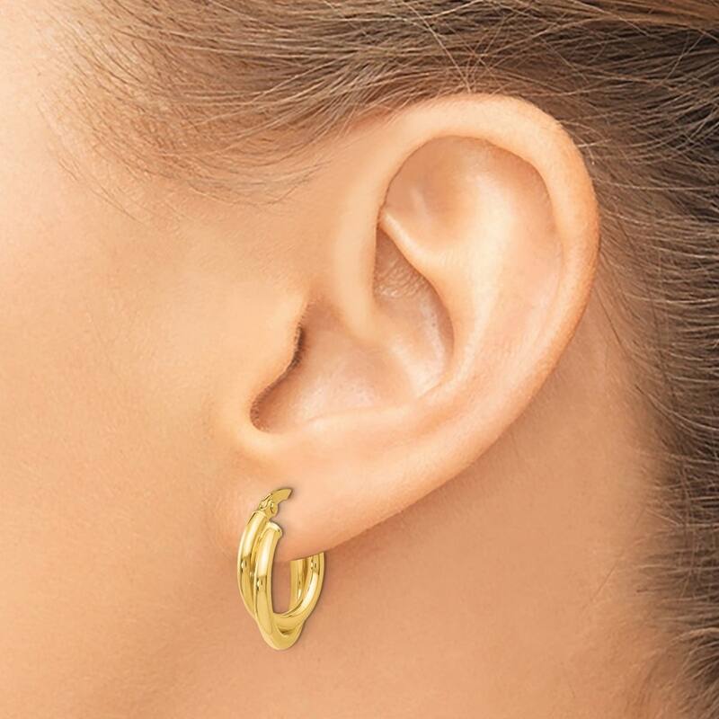 Curata 14k Yellow Gold Italian Polished Twisted Double Hoop Earrings 3x30mm