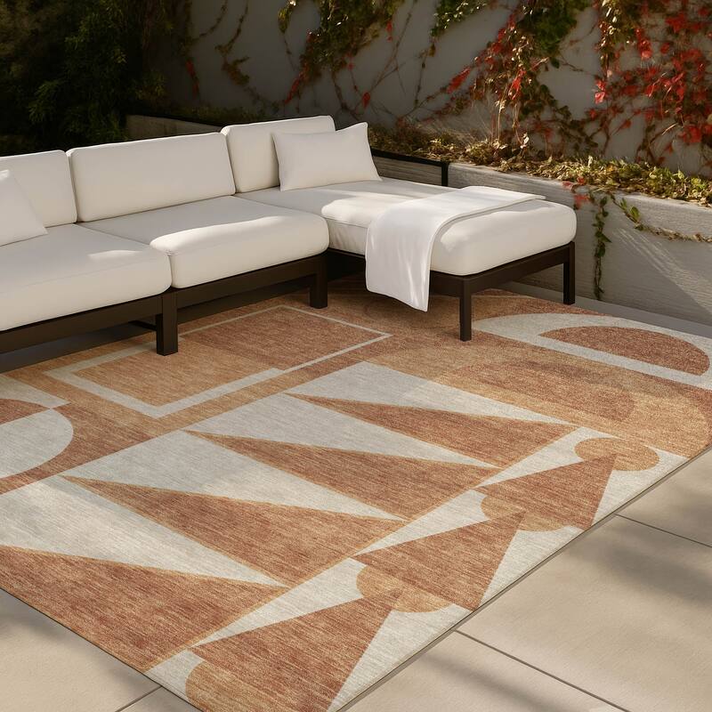 Machine Washable Indoor/ Outdoor Modern Crowley Chantille Rug