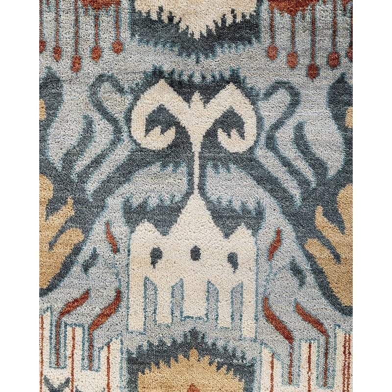 Ikat One-of-a-Kind Hand-Knotted Area Rug, Gray - 9' 1" x 12' 3"