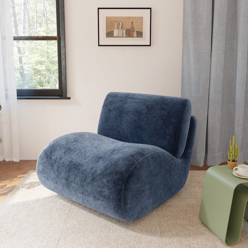 33'' W Swivel Armless Sponge Filling Bean Bag Accent Chair Lounger - Navy