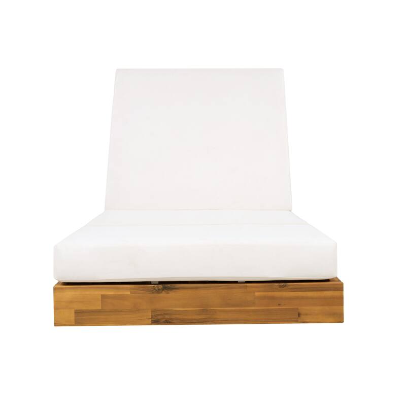 Christopher Knight Home - Outdoor Acacia Wood Chaise Lounge with Ergonomic 3-Fold Water-Repellent Cushion - 79.6"L