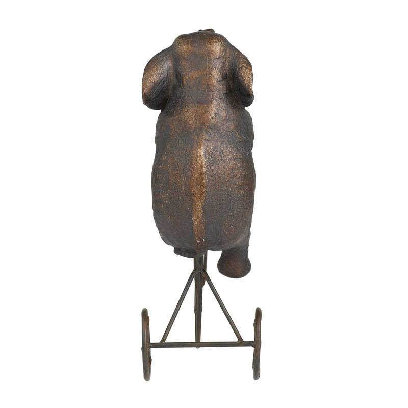 Polystone Elephant Decorative Sculpture with Bicycle - Bronze - Roche River Decor