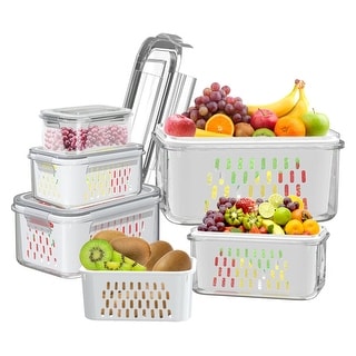 Fruit vegetable food storage containers for fridge, 5 p airtight