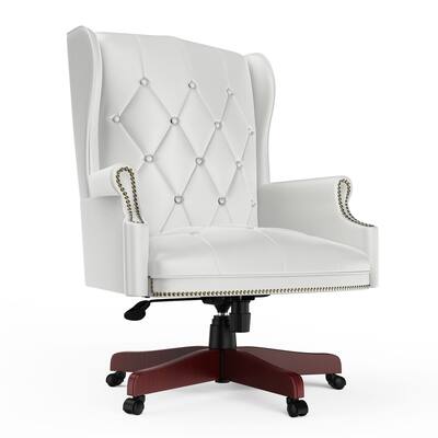 Executive Office Chair, White Ergonomic Design High Back Office Desk Chair