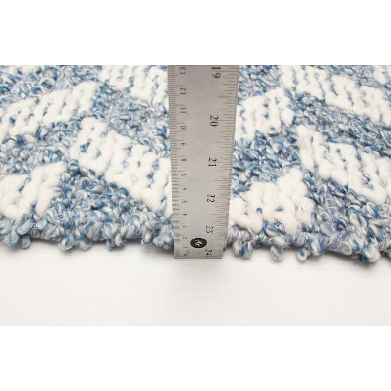 ECARPETGALLERY Braid weave Sienna Blue Wool Rug - 5'2 x 7'5