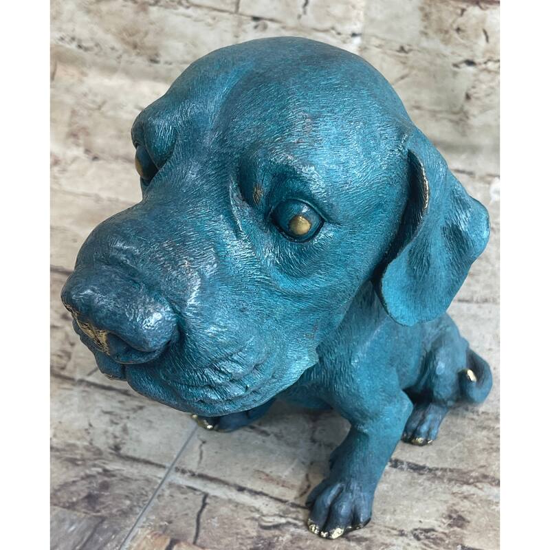 Bobble Head Style Labrador Retriever Puppy Dog Bronze Metal Figure Statue Art