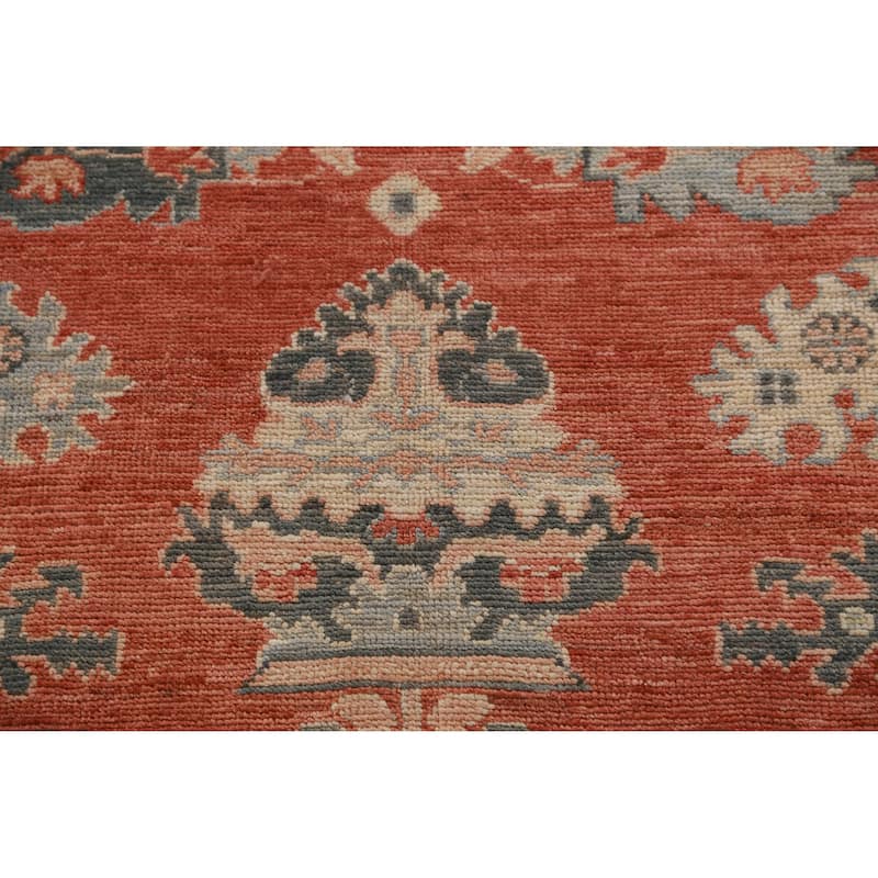 Hand Knotted Oriental 100% Wool Carpet Transitional All-Over Oranges & Rust Oushak Area Rug - 10' 2'' X 8' 3''