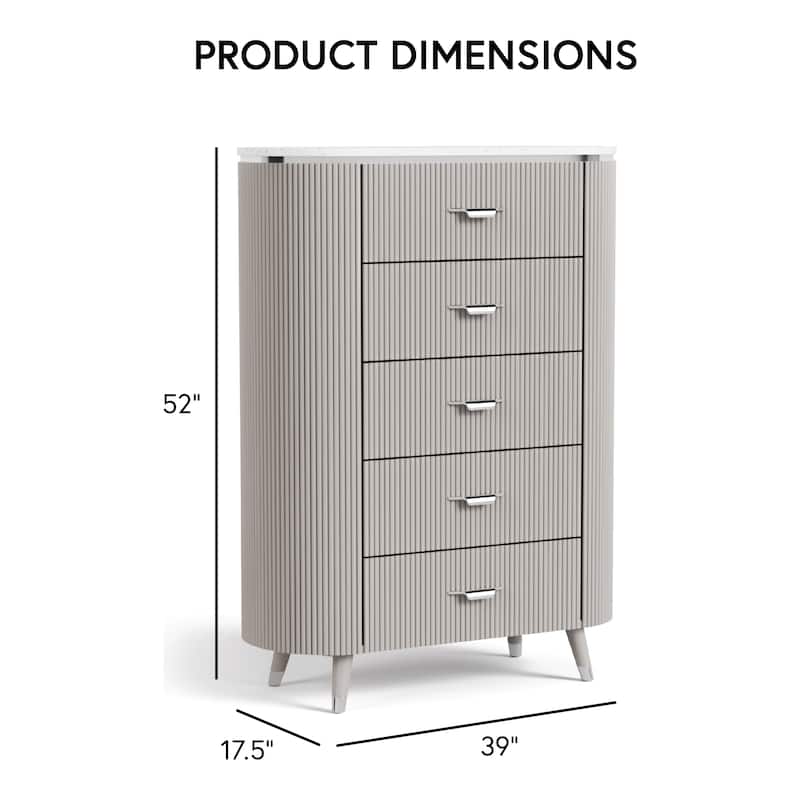 Furniture of America Seraphine Modern 3-Piece Light Grey Solid Wood Panel Bedroom Set with Fluted Headboard