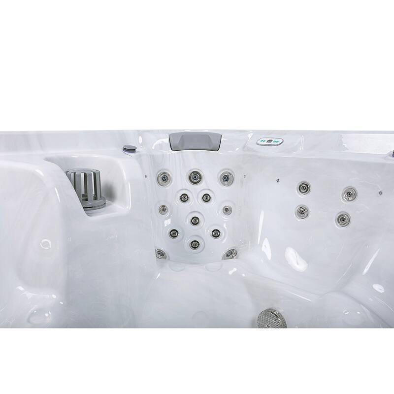 Buenospa Chicago 7 - Person 50 - Jet Hot Tub, Ice White with Ozone and LED Lights - 85 x 85 x 36