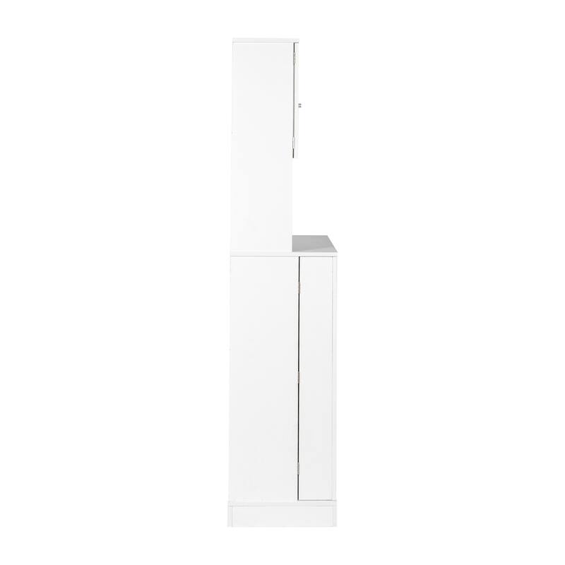 71 Inch Tall Kitchen Pantry Cabinet with Microwave Stand,Adjustable Shelves for Dining Room White