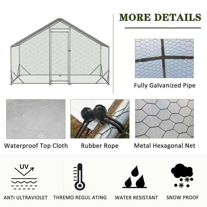 Large Metal Chicken Coop Walk-in Poultry Cage Chicken Run Pen Dog Kennel Duck House