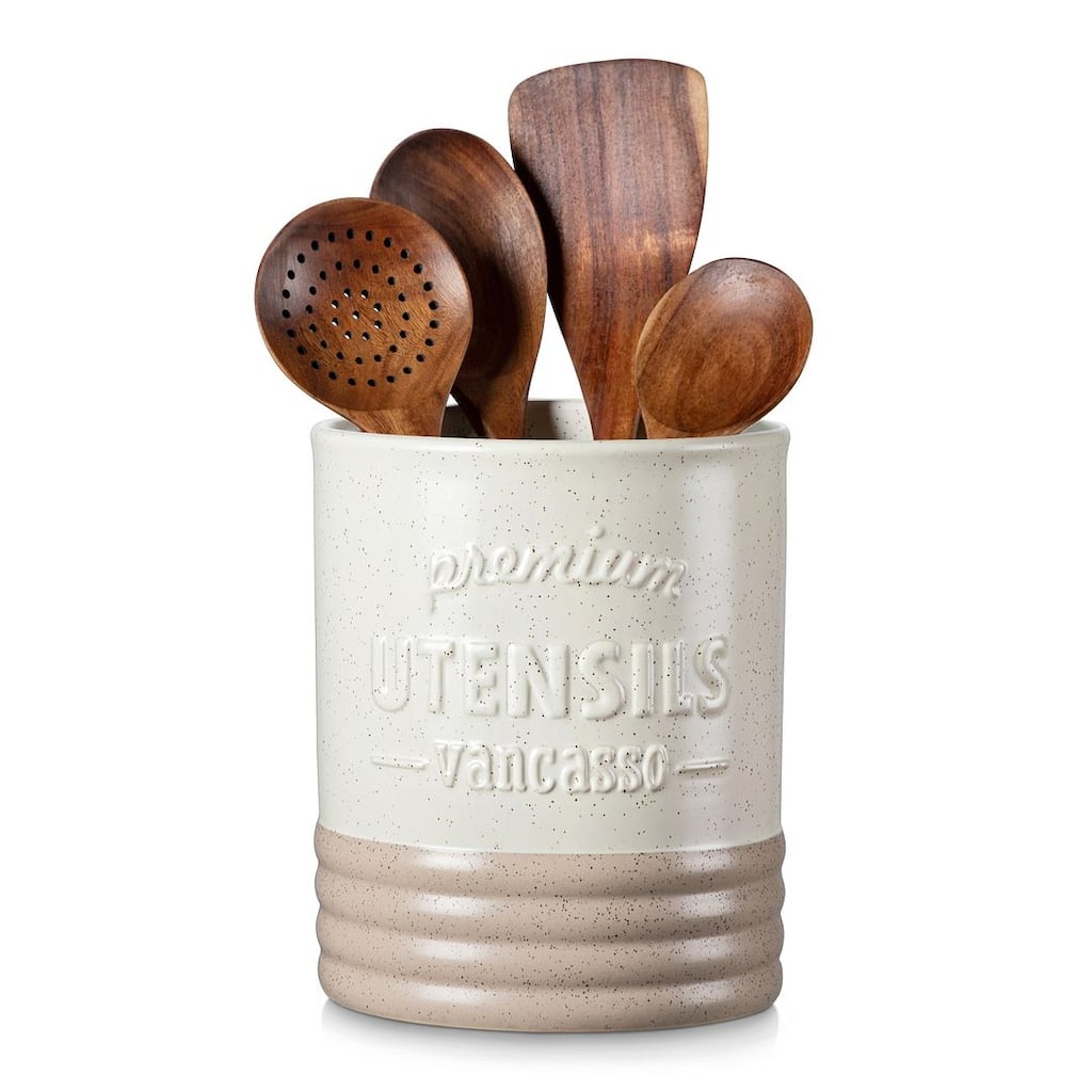 LOVECASA Ceramic 7.2" Large Utensil Holder for Kitchen Countertop