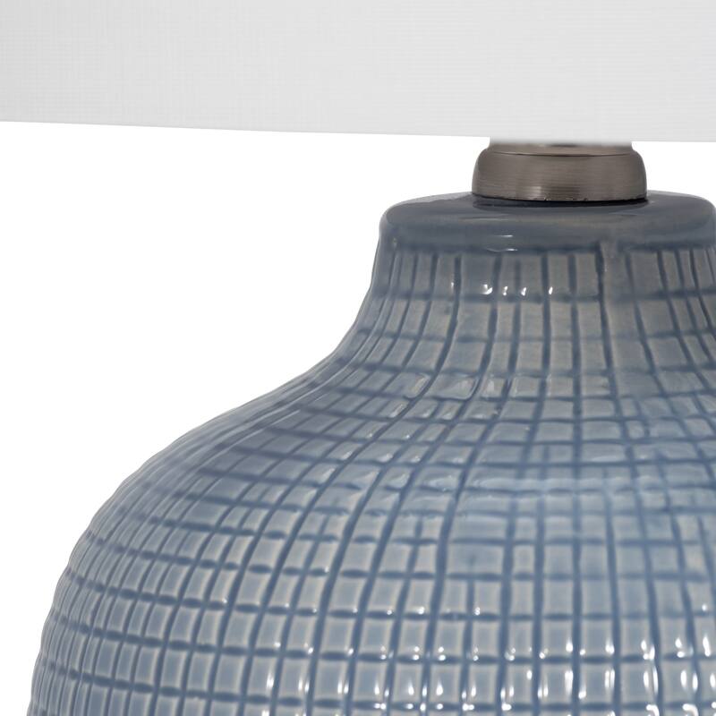 Sagebrook Home Textured Modern 19"H Ceramic Cylinder Mesh Table Lamp, Set Of 2 - 11" x 11" x 19"