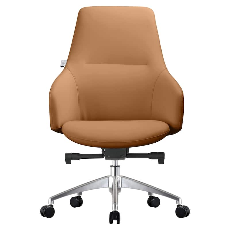 LeisureMod Celeste Office Chair in Upholstered Leather and Iron Frame