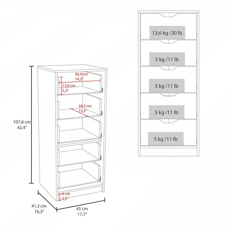 Natural Oak 5 Drawer Dresser