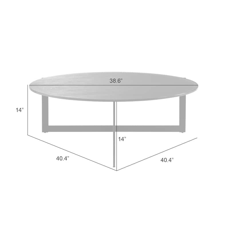 Krike Modern Industrial Round Coffee Table with Tempered Glass Top