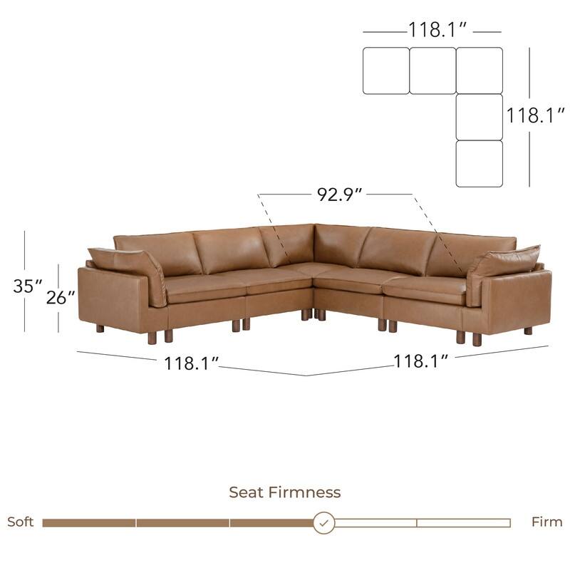 Spruce & Spring Modular Cloud Couch Sofa with Wood Legs for Living Room
