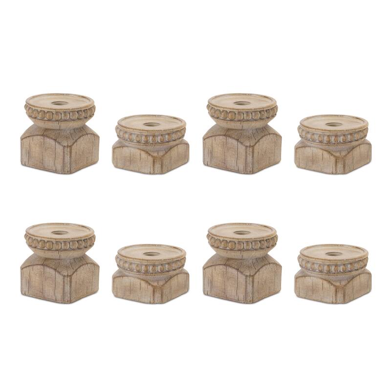 Beaded Wood Design Candle Holder (Set of 4)