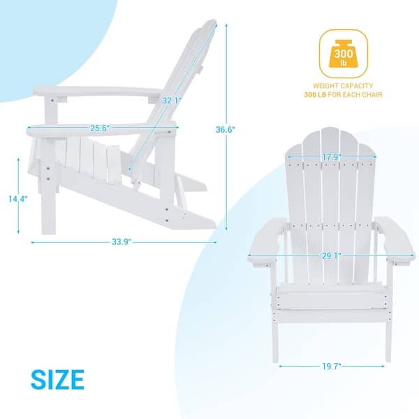 dimension image slide 9 of 10, BONOSUKI Patio Adirondack Chairs Weather-resistant(Set of 2)