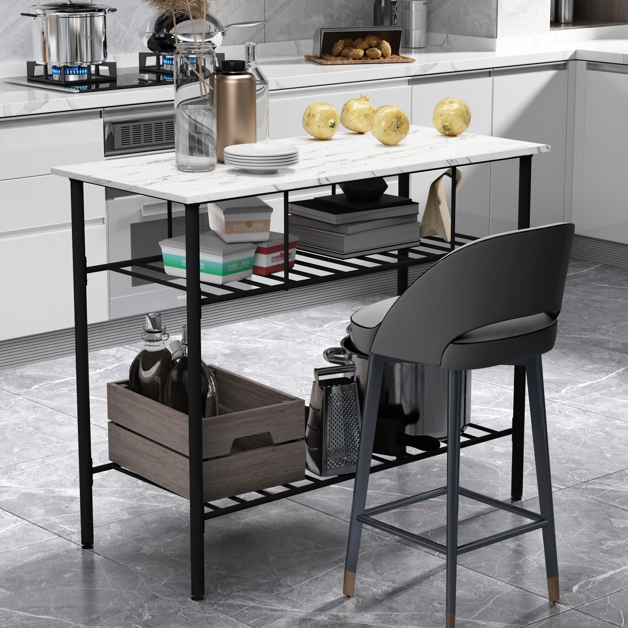 Marble top kitchen island with seating deals