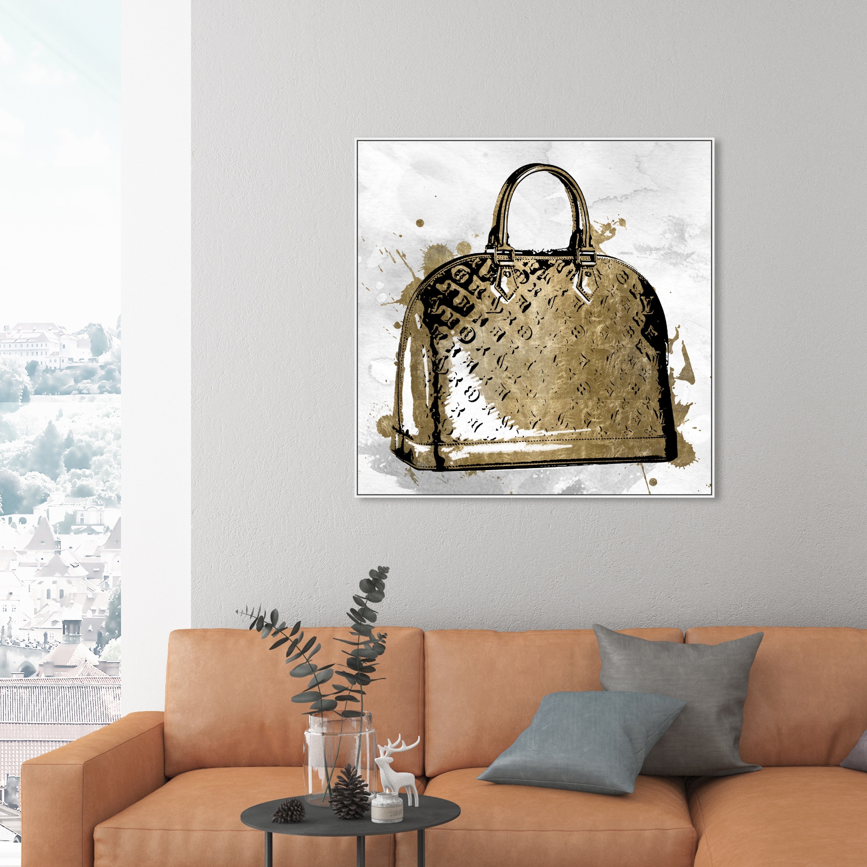Oliver Gal 'LV Gold' Fashion and Glam Wall Art Framed Canvas Print Handbags  - Gold, White - On Sale - Bed Bath & Beyond - 31794545