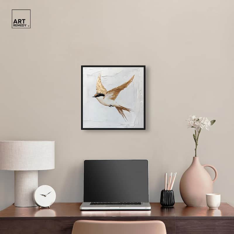 Simple Golden Swallow Canvas by Art Remedy