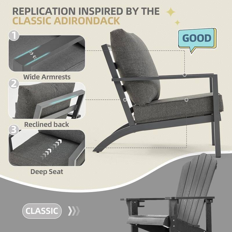 AECOJOY Aluminum Patio Furniture Set Outdoor Conversation Table and Chair