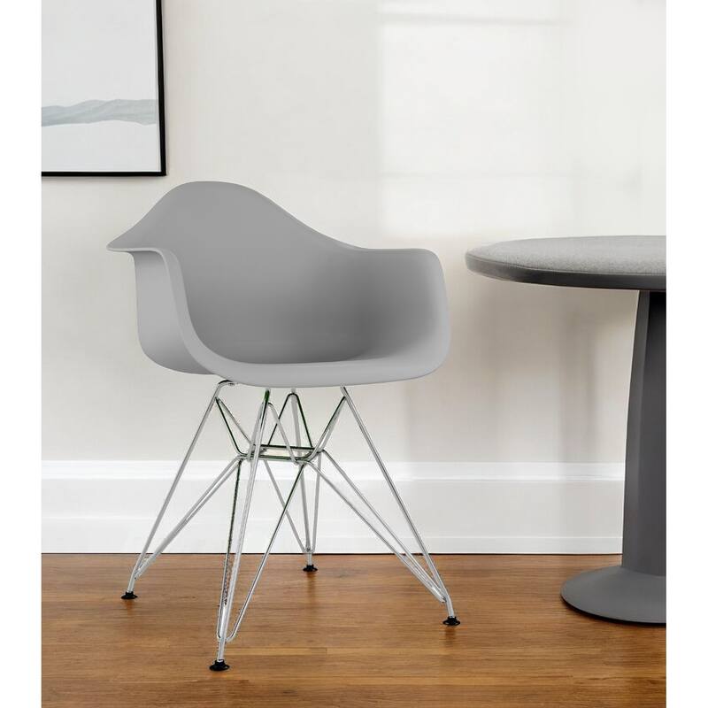 Gray And Silver Heavy Duty Plastic Dining Arm Chair - Single