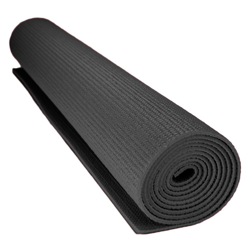 Shop 1 8 Inch 3mm Compact Yoga Mat With No Slip Texture Black Overstock 20972499