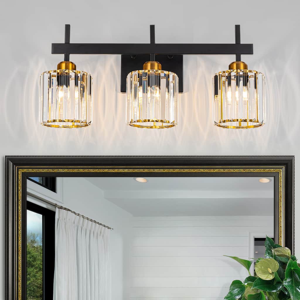 3/4/5-Light Dimmable Crystal Modern Bathroom Vanity Lights Fixtures Over Mirror