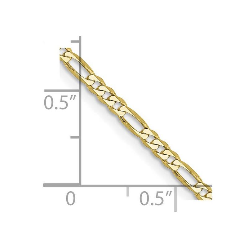 Curata 10k Yellow Gold 2.2mm Figaro Link Chain Necklace (Lobster) Options: 16 18 20 22 24 30