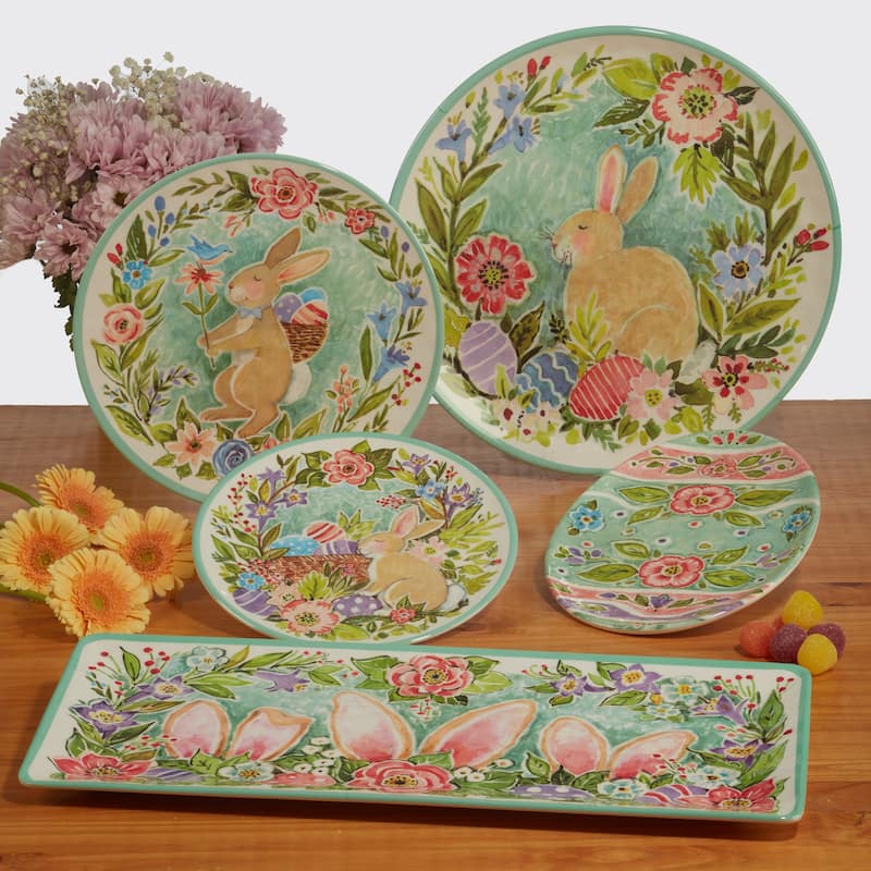 Certified International Joy Of Easter Melamine 3 Piece Hostess Servware Set