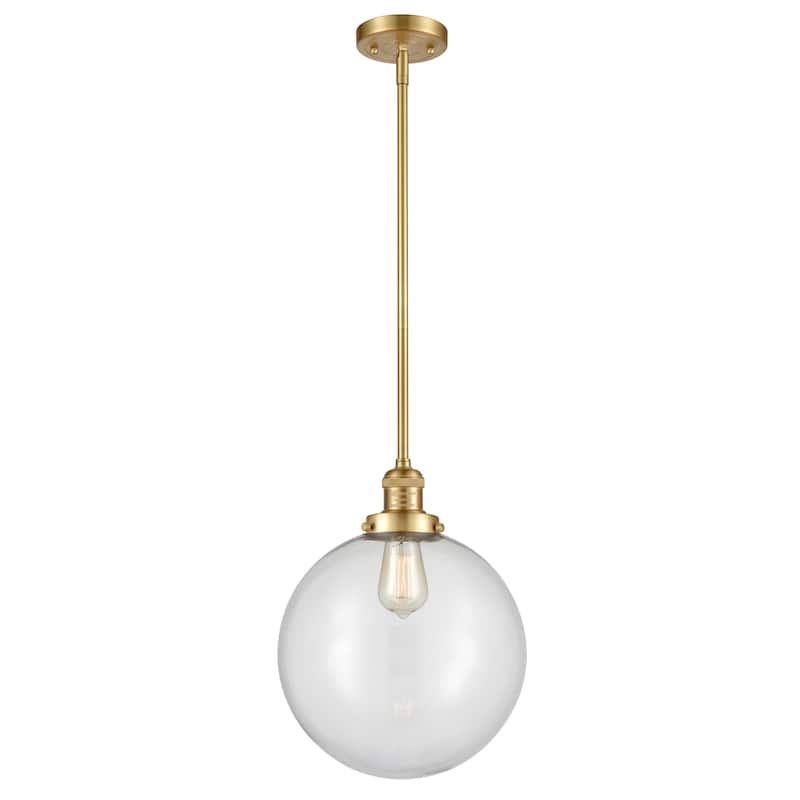 Innovations Lighting Franklin Restoration Beacon - 1 Light 12" Stem Hung Mini Pendant - Clear/Satin Gold