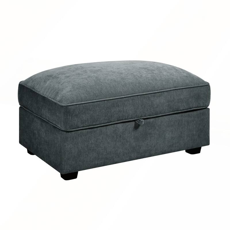 Chenille Upholstered Ottoman with Hidden Storage for Modern and Nordic Home Decor