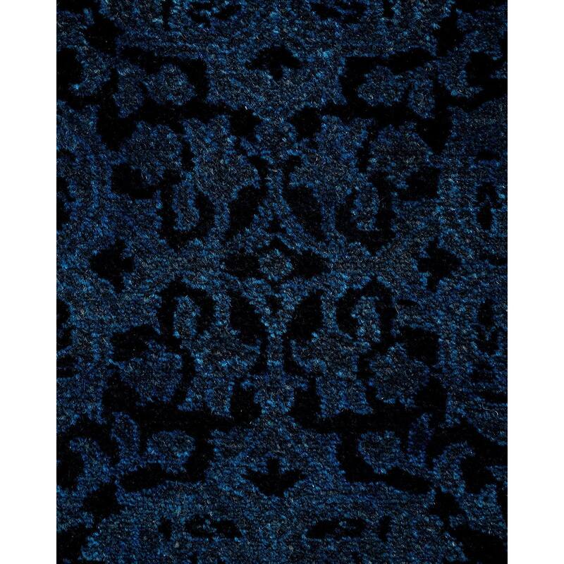 Overton Hand Knotted Wool Vintage Inspired Modern Contemporary Overdyed Blue Runner Rug - 2' 6" x 19' 1"