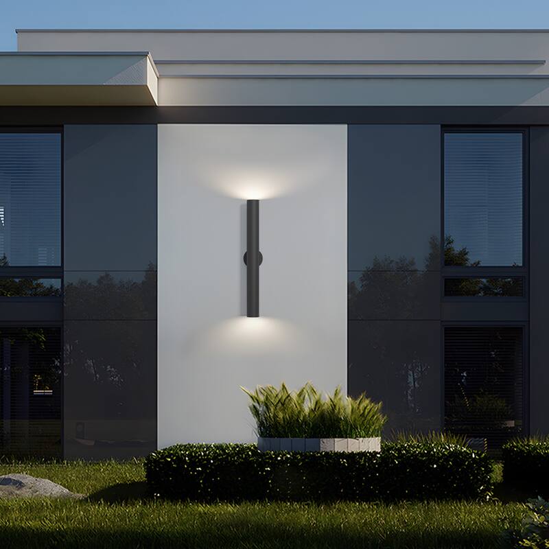 LamQee Modern Black Aluminum Cylinder LED Outdoor Wall Lights
