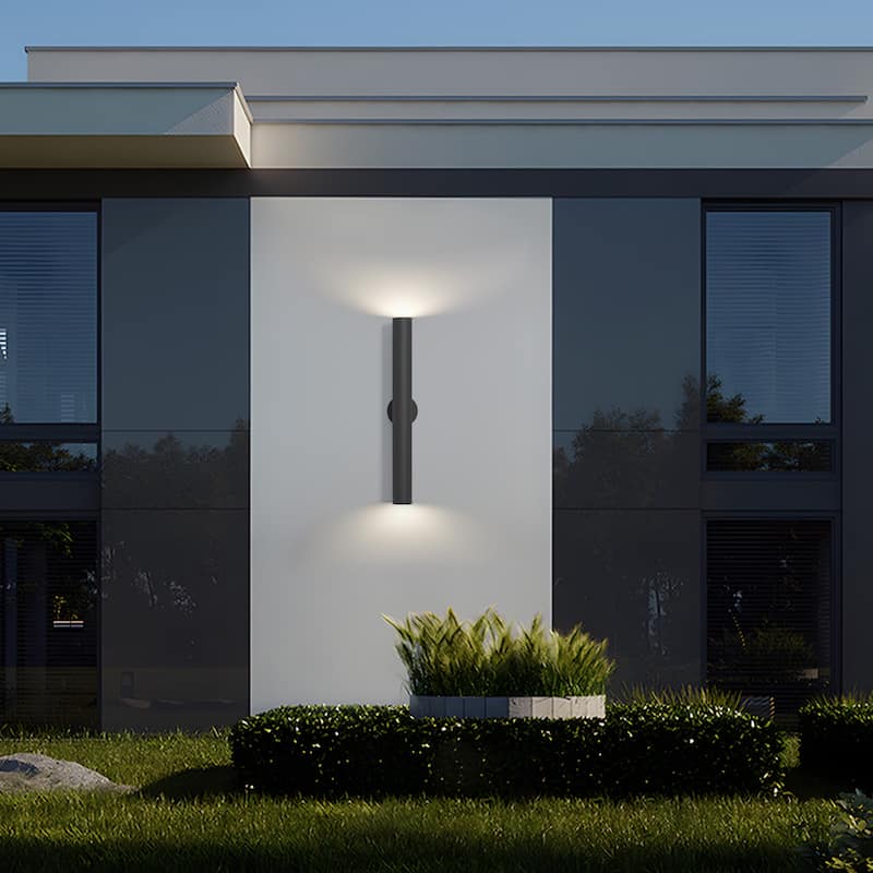 LamQee Modern Black Iron Cylinder Outdoor Wall Lights LED Wall Sconces
