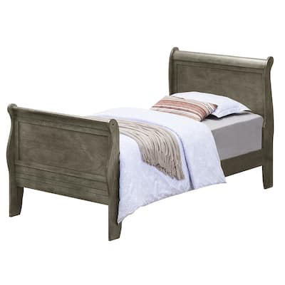 Wooden Sleigh Twin Platform Bed - 87" - Gray