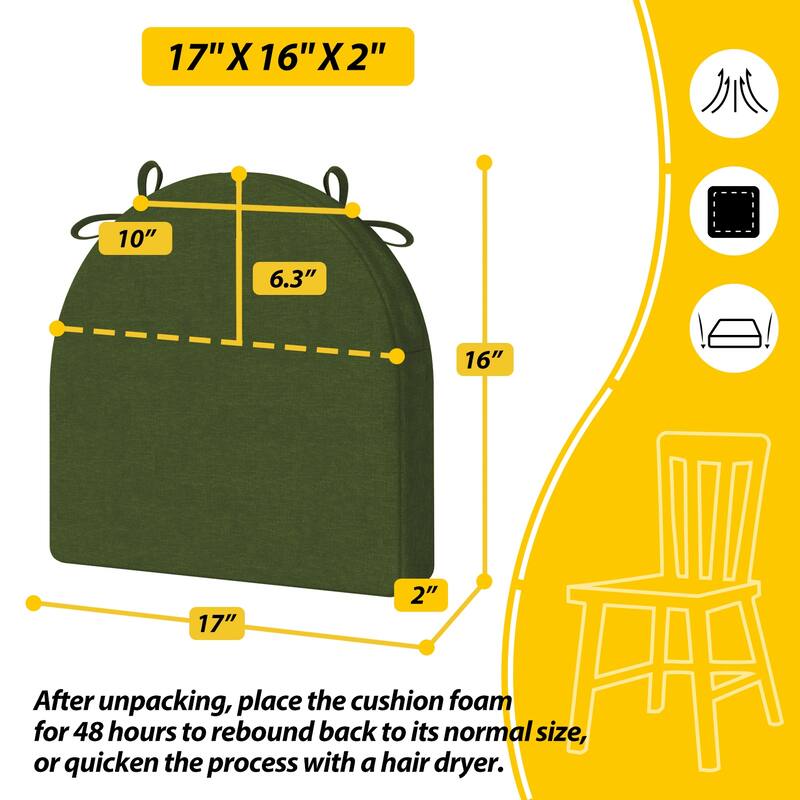 AAAAAcessories 17 in. X 16 in.Indoor Strap Non-slip Chair Cushion for Multi-scenario Setups (2 Pack) - N/A