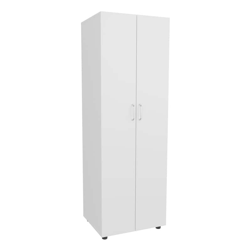 Armoire,Two Interior Shelves,Hanging Rod,Double Door,Clothes and Bedroom Storage,White