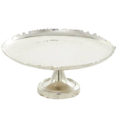 Aluminum Metal Cake Stand with Pedestal Base - Silver or Gold - CosmoLiving by Cosmopolitan