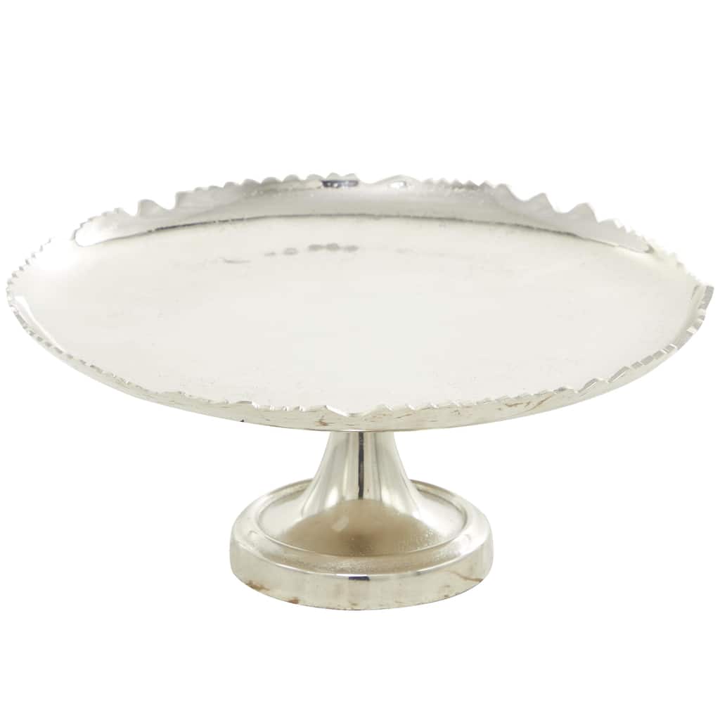 Aluminum Metal Cake Stand with Pedestal Base - Silver or Gold - CosmoLiving by Cosmopolitan
