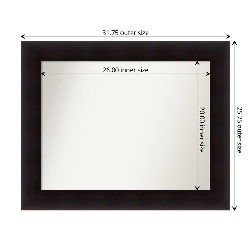 Portico Espresso Framed Non-Beveled Custom Wall Mirror, Bathroom Vanity Mirror - Outer Size: 31.75 x 25.75