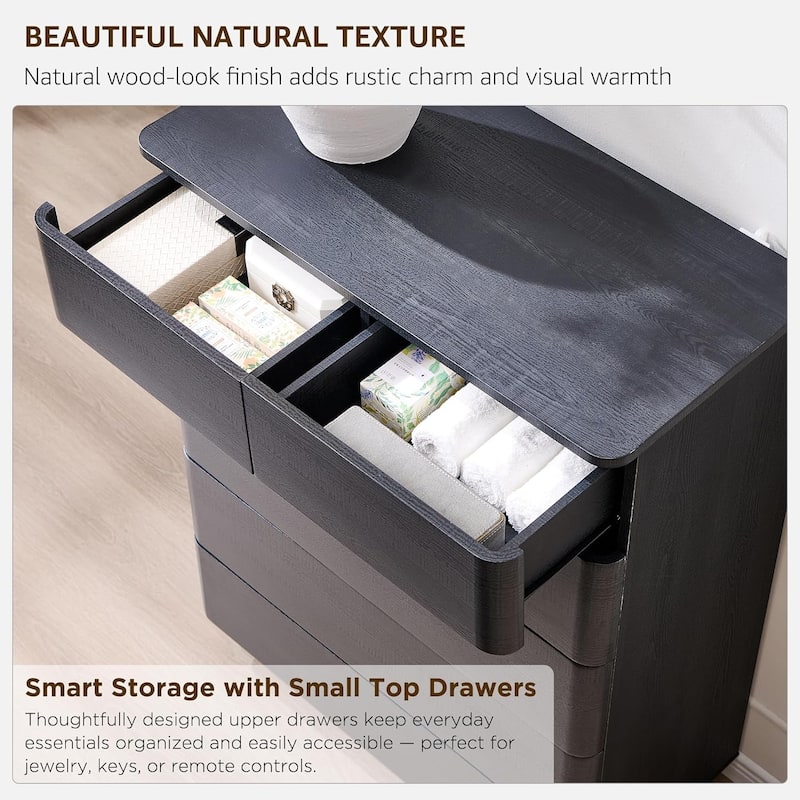Modern 6 Drawer Dresser for Bedroom, Handle-less Wooden Dressers