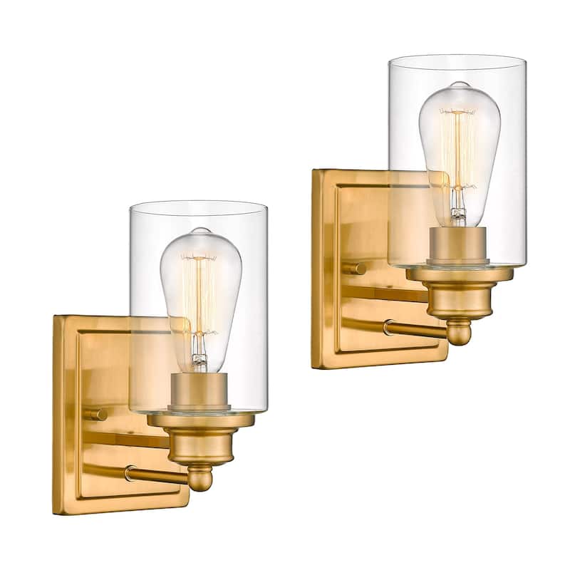 Bathroom Vanity Light,Wall Sconce Lamp Over Mirror with Clear Glass Shade - 1-Light/2-Pack