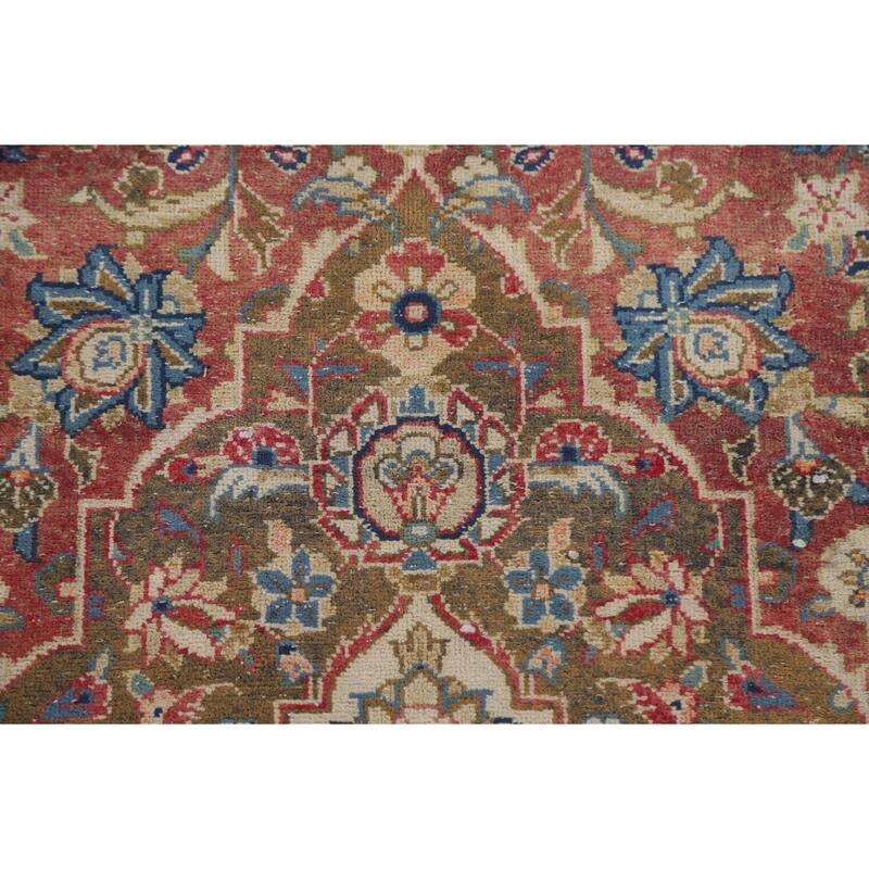 Hand Knotted Oriental 100% Wool Carpet Traditional Floral Red Kashan Area Rug - 10' 2'' X 6' 6''