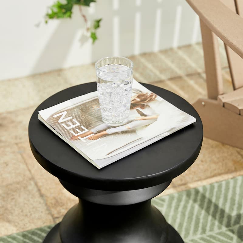 Glitzhome 18"H MGO Black Chess Garden Stool Outdoor Table